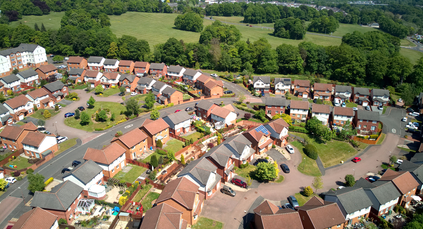 aerial picture of a housing estate