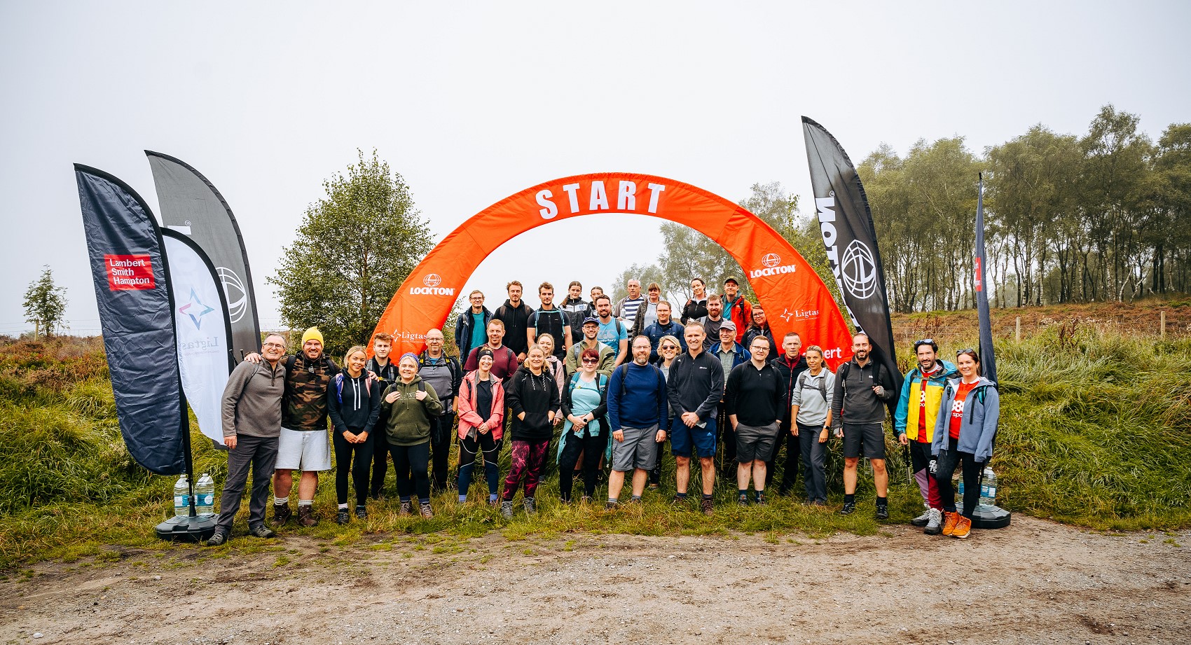 The property management team at the starting line before their challenge