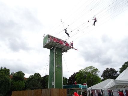 Two Steel Fabricated Zip Line Towers
